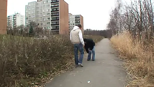 Busty mature picked up outdoors and banged indoors