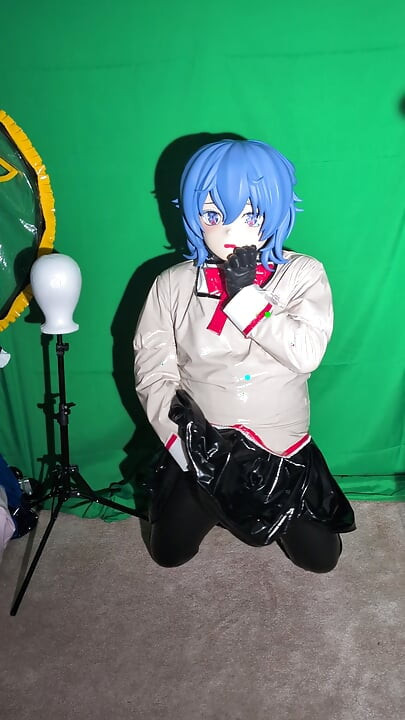 PVC Kigurumi Cosplayer Madoka Uniform Vibrator and Breathplay