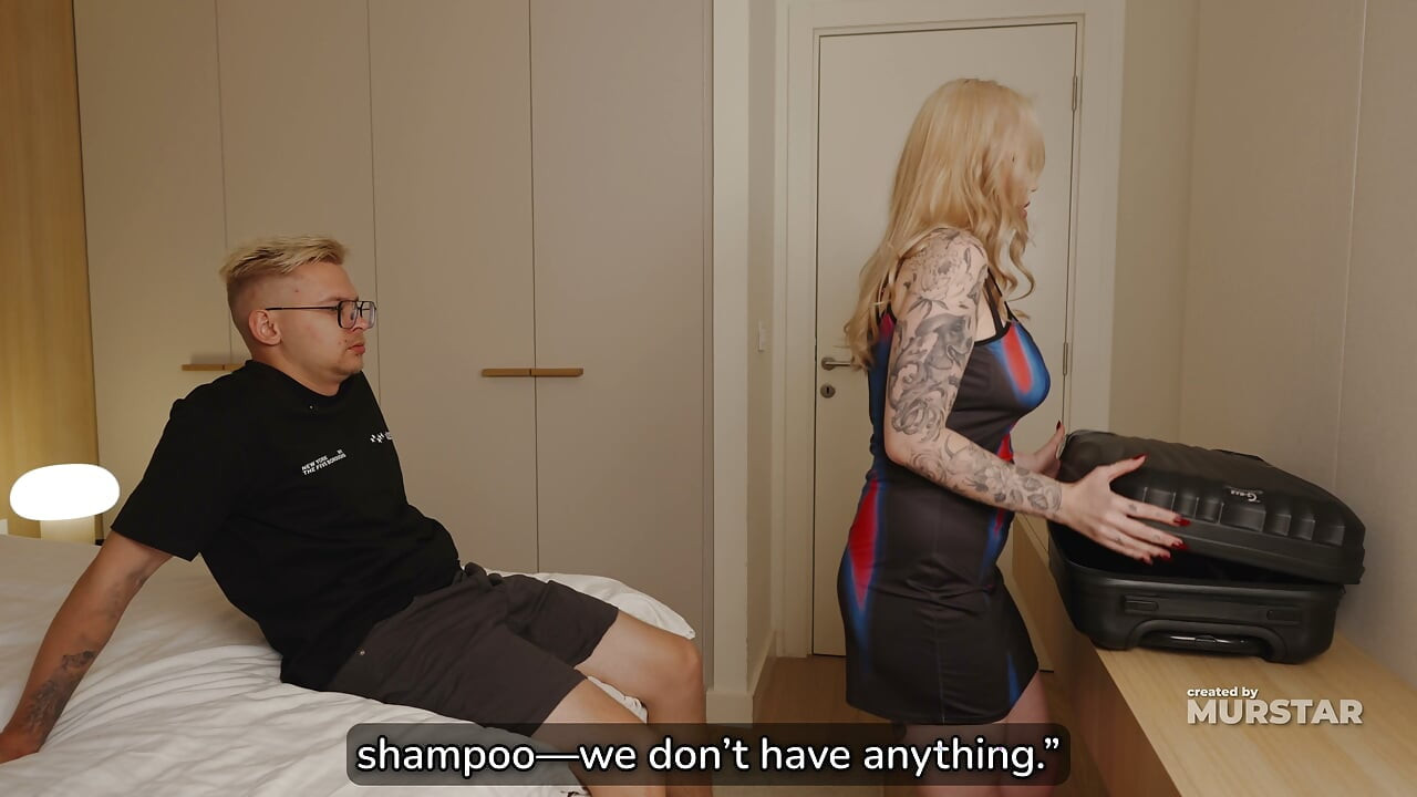 Oil Massage Turns Into Hotel Share Bed Petting With Step Mom And Step Son!