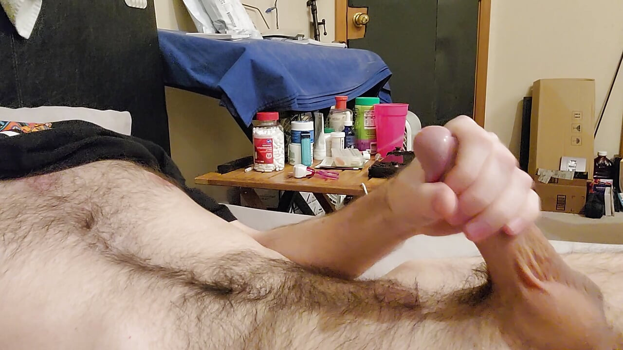 Hairy Twink Cums on his Tummy, Closet Boy Masturbating