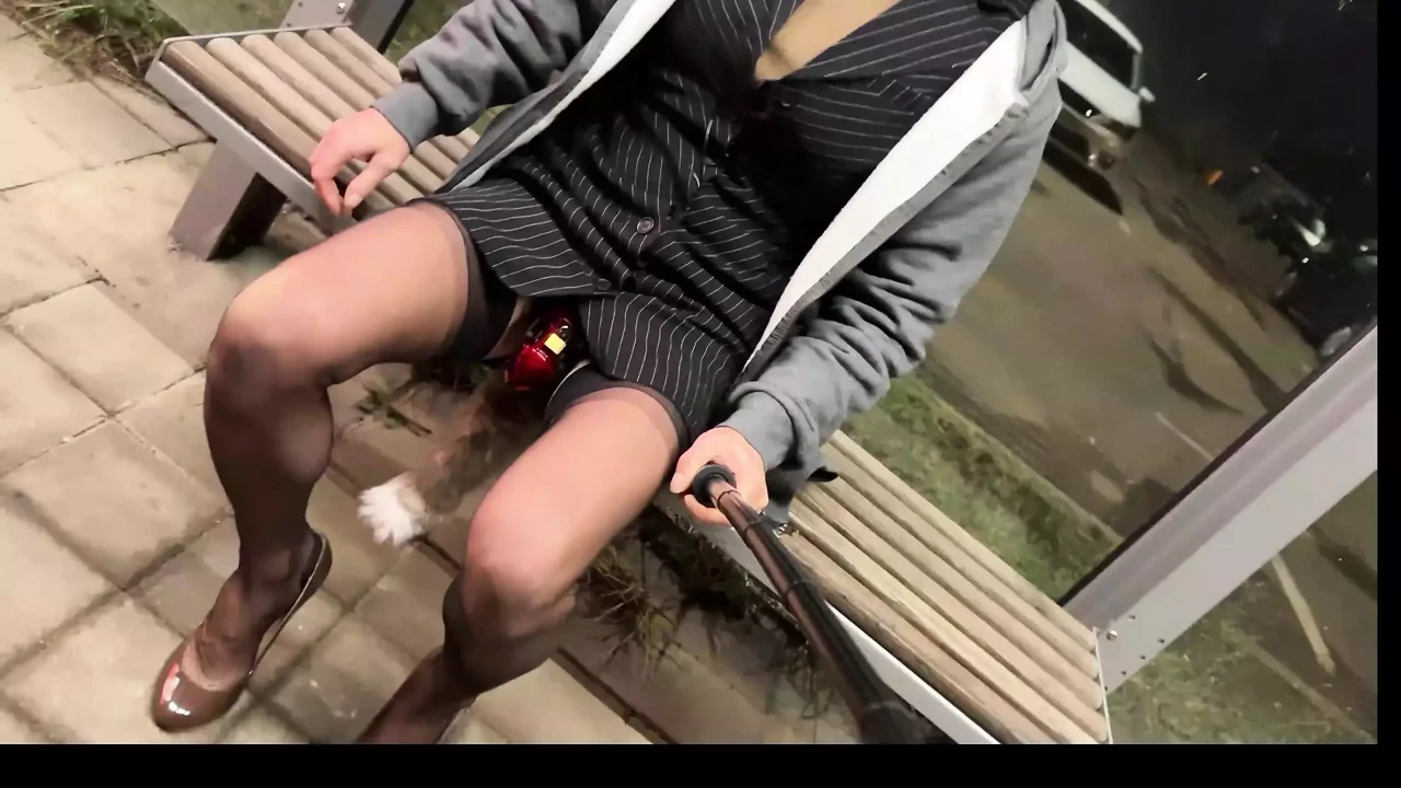 I’m in real seam nylons and chastity cage on the road, I also pee myself vigorously in the cage
