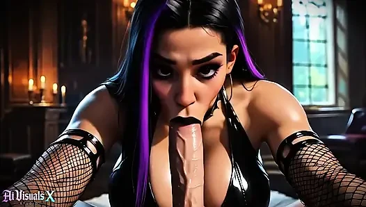Pelacur latina gotik dientot di rumah berhantu - blowjob, titfuck & creampie (4k ai generated)