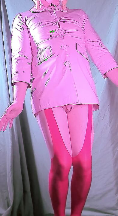 Standing in my little pink vinyl jacket