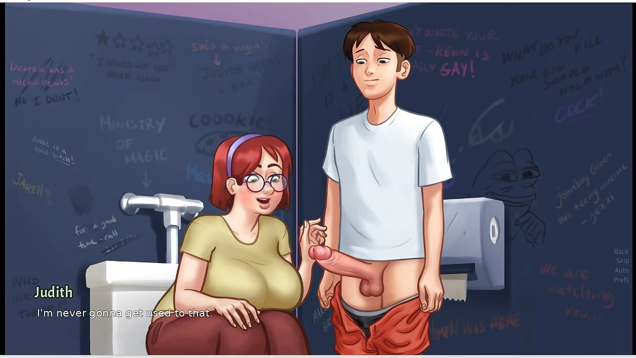 Summertime saga - gameplay - roleplay - taboo - judith big saggy boobs pressing and handjob