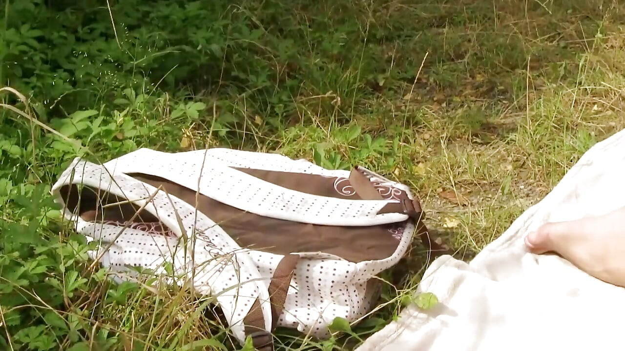 Nature lesbian whores dildo outdoors.