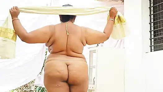 Traditional style in white Indian dressed  cutie showing her sexy body, completely nude