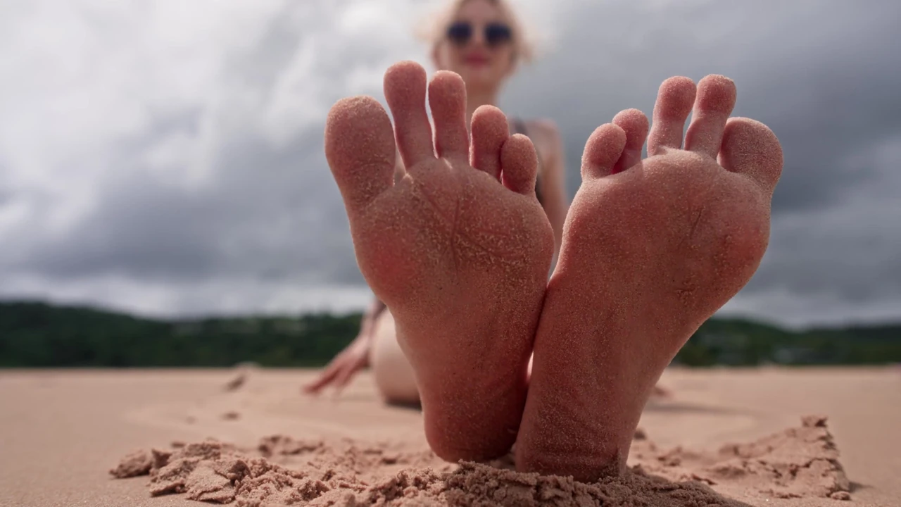 Worship My Feet on Public Beach and Get My Permission to Cum
