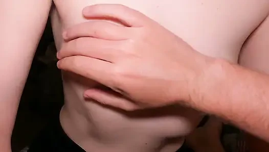 My stepsister quickly jerked off my cock!