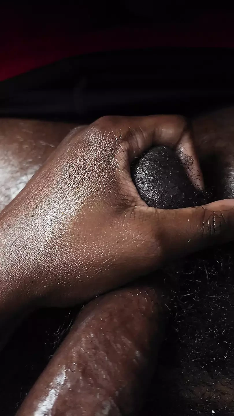 Rubbing my Black Hairy BallSack