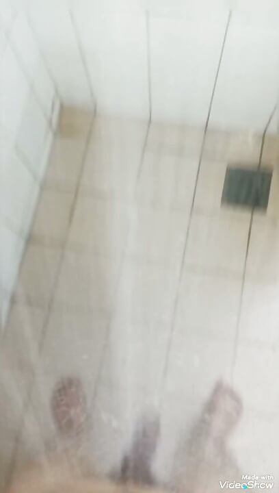 Penis handjob and shower