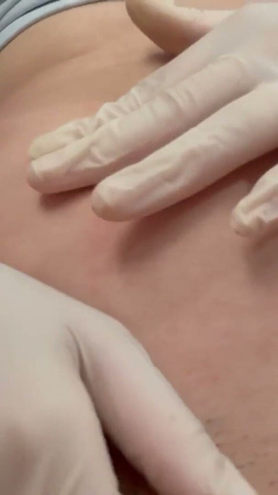 I play with medical gloves belly button | Clip 1