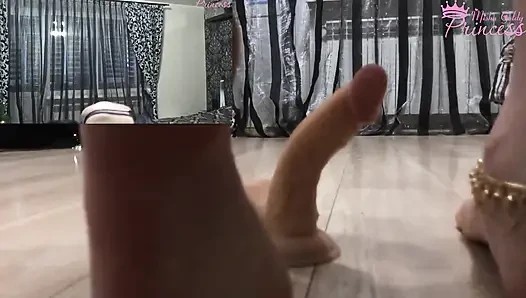 Trampling on a dildo by my barefeet