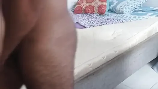 Fat bitch rides on top of her stepson until she gets her milk out