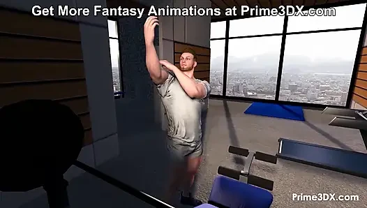 Futanari Gym Domination: Buff guy gets intensely pleasured by hung futa in a sweaty workout session at Prime3DX