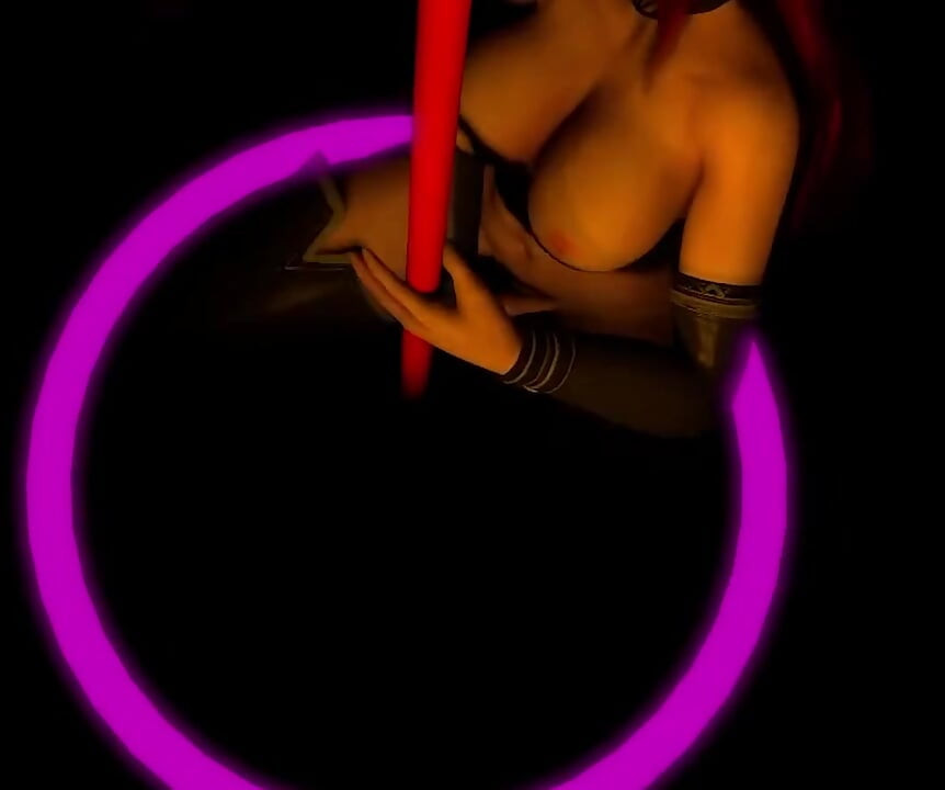 Al rojo rojo caliente súcubo demonio chica pole bailando - 3d porno