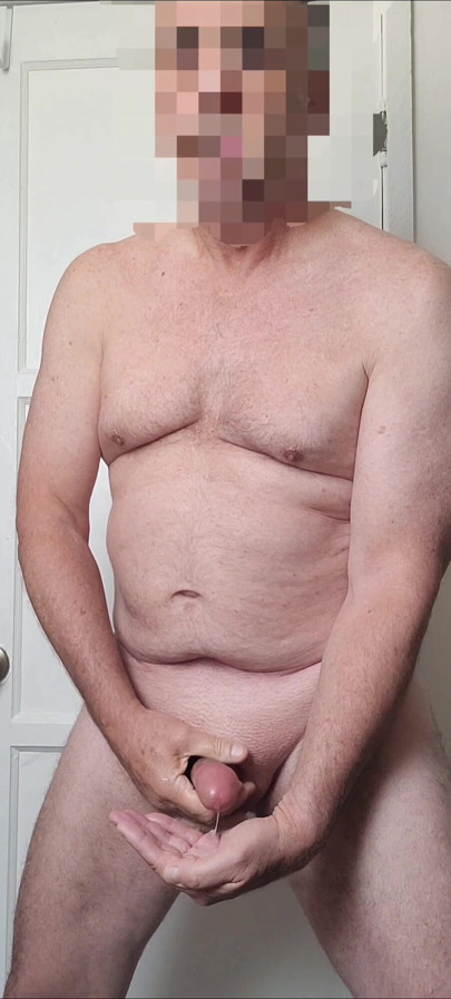 Exhibitionist eating my own cum (again) while you watch