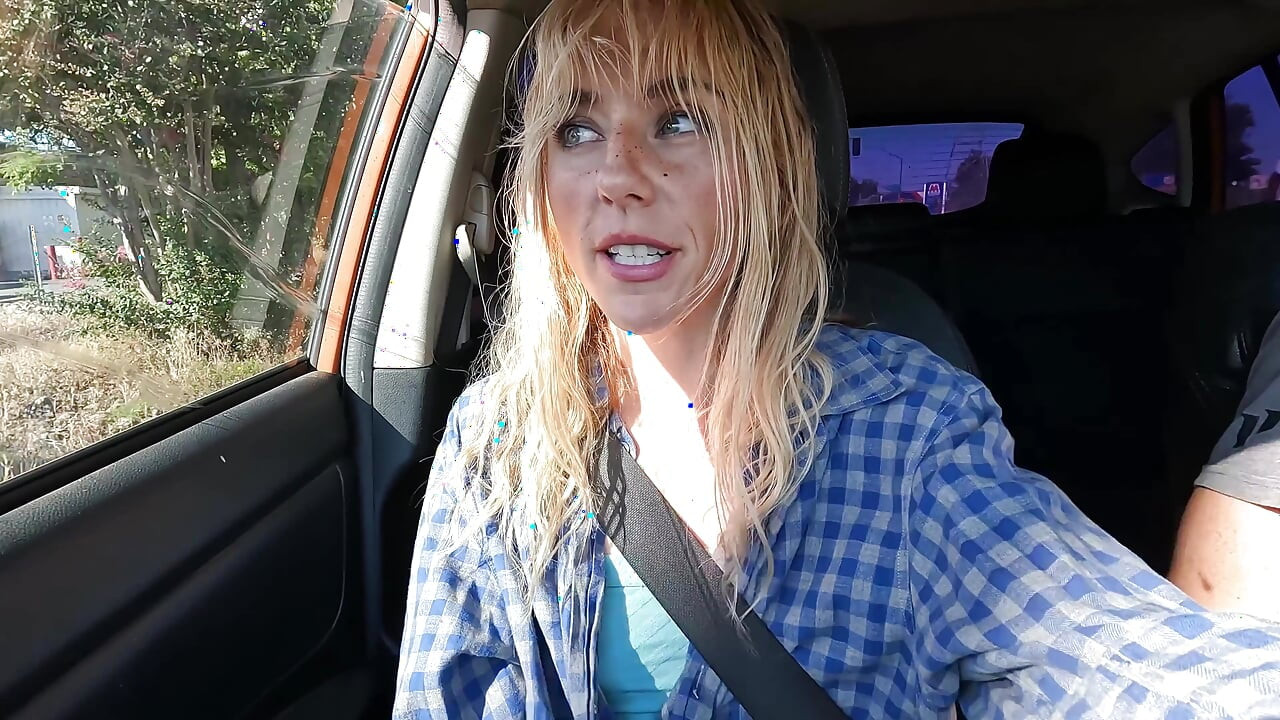 Petite Blonde Deepthroats Cock in Public Parking Lot