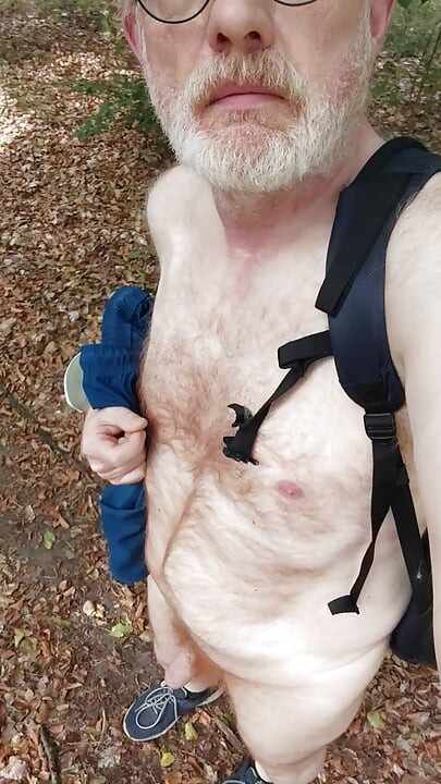 walking naked in the forest