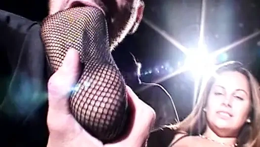 Brunette Babe's Steamy Cinema Threesome with Foot Fetish