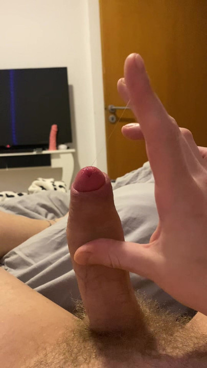 My cock's already leaking... and I haven't even touched him properly yet. Wanna see what happens next?