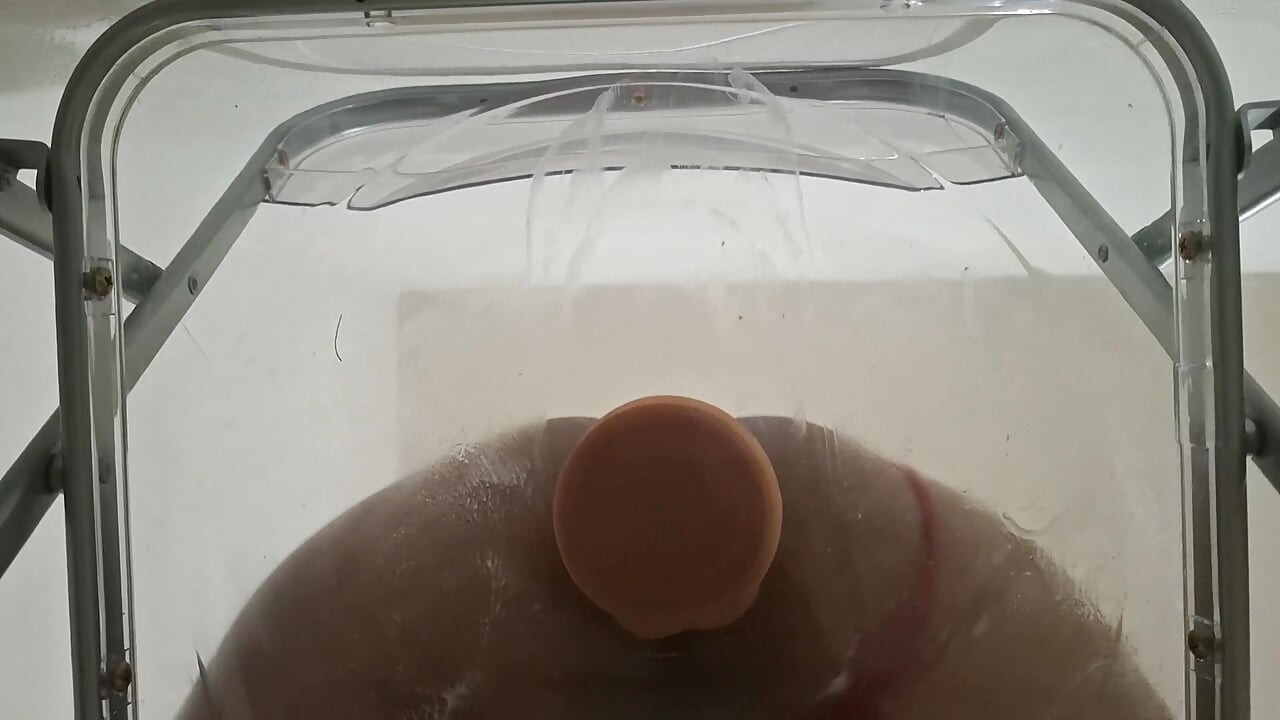 Trans Fat Ass Gwen Facesitting and Anal Fucked with Creampie through Clear Chair for the First Time.