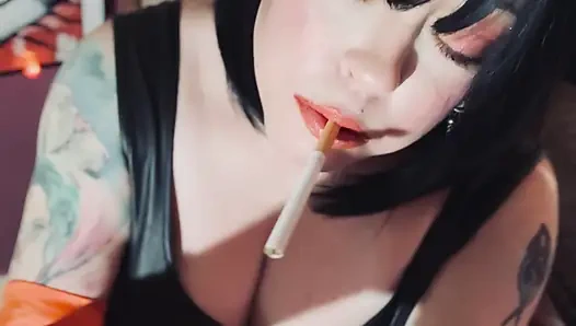 Hot Wife Tina Snua Smoking A Cork 100 Cigarette In Satin Gloves & Jewellery