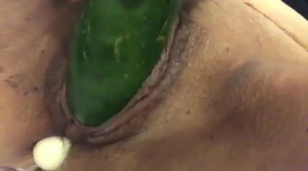 Wife loves vegetables, vaginal insertion