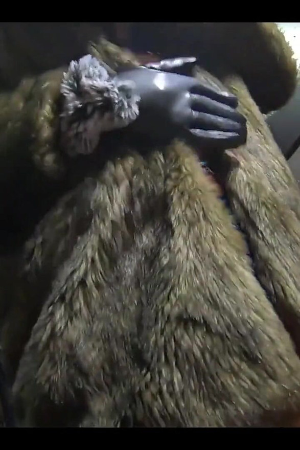 Blow-job and Cum Play While Wearing a Hot Green Fur-coat, Leather Gloves and Long Boots 21
