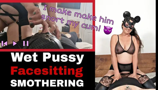 Femdom Wet Pussy Smothering Face Sitting Facesitting FLR Cum Spit Fetish Snorting Bondage BDSM Training Zero Miss Raven