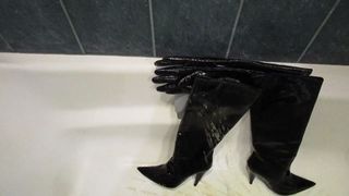 Pee on patent leather boots and gloves!
