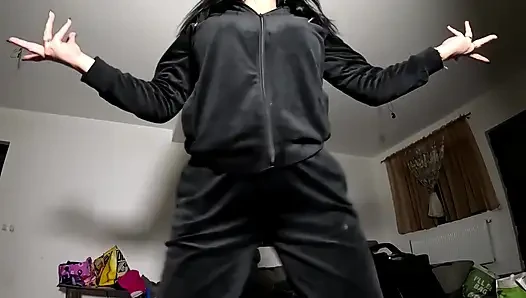 Velvet Tracksuit Tease - Smoking, Big Tits & Black Thong Flash