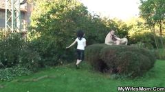 Busty mother in law taboo sex outdoors