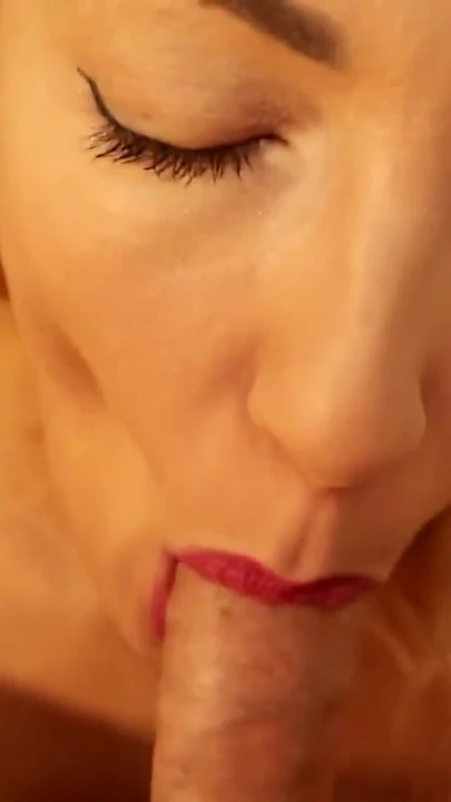 Thrilling moment from "BLOWJOB CLOSE-UP WITH CUM ON TONGUE - HOT MILF SUCKS COCK"