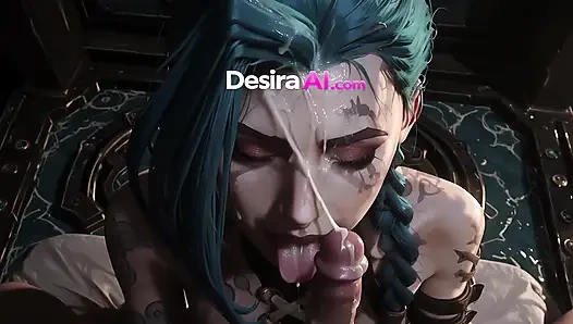 Tatooed Hottie Jinx Rides Hard, Finishing With Blowjob And Cum AI Generated