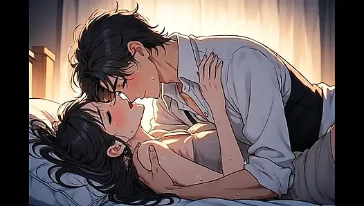 Yakın çekim öpüşme animasyonunda 3 boyutlu çizgi film, yapay zeka tarafından oluşturulan çizgi film içeriği, 18 yaşındaki anime kızın sansürsüz videosu