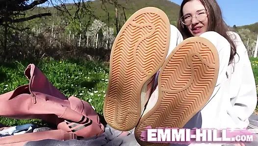 For foot lovers! Skinny Girl shows off her soles.