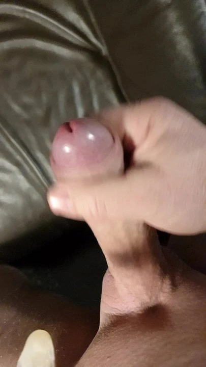 Wan with own cum as lube