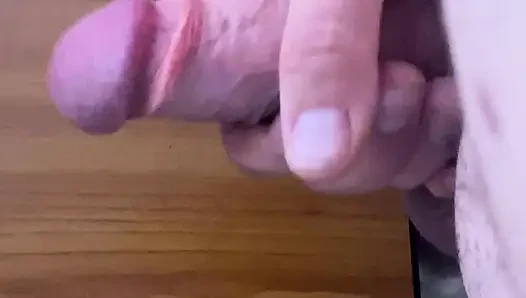 Morning handjob routine and big cum shot