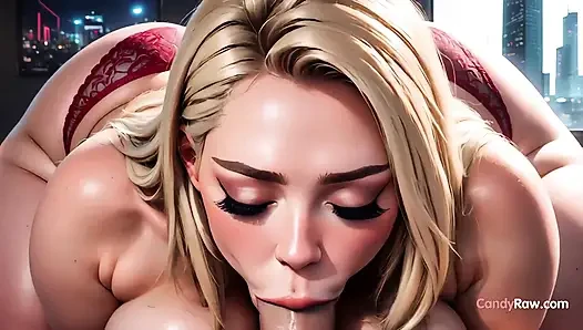 3d blondine mit riesigen möpsen wird überall gehämmert - creampie