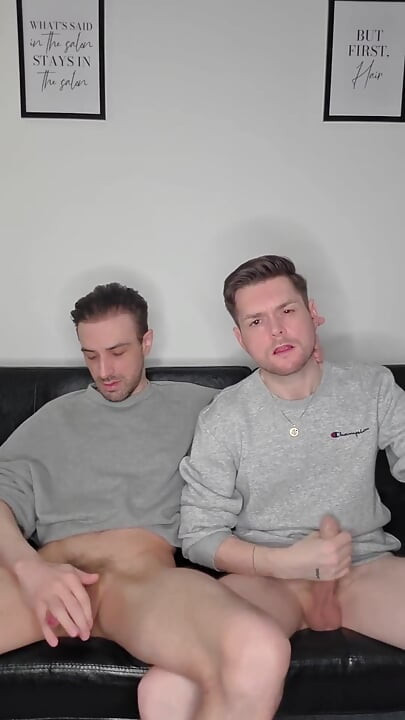 Hung Uncut Brotosh Lads Side by Side Masturbation