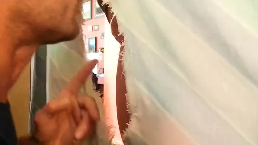 Hot sucking action at the homemade glory hole 12