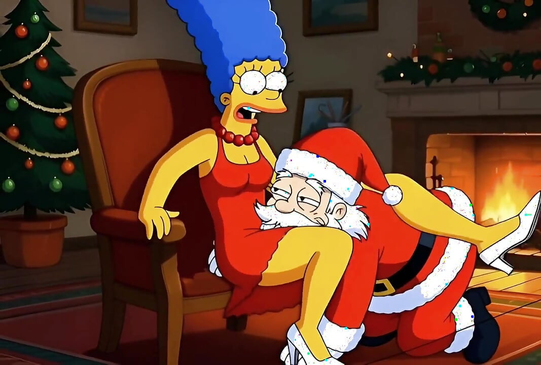 크리스마스에 결혼한 주부 마지 심슨과 섹스하는 산타 클로스