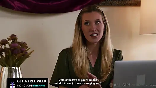 ALL GIRL MASSAGE - Hot Babes Turn Divided Hot-Stone Massage Into Lesbian Fingering 3-Way