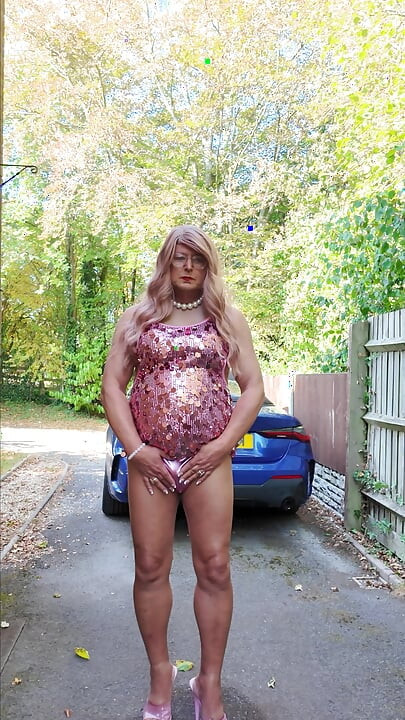 Sexy Crossdresser kellycd2022 in my pink sequin little dress and shiny pink panties