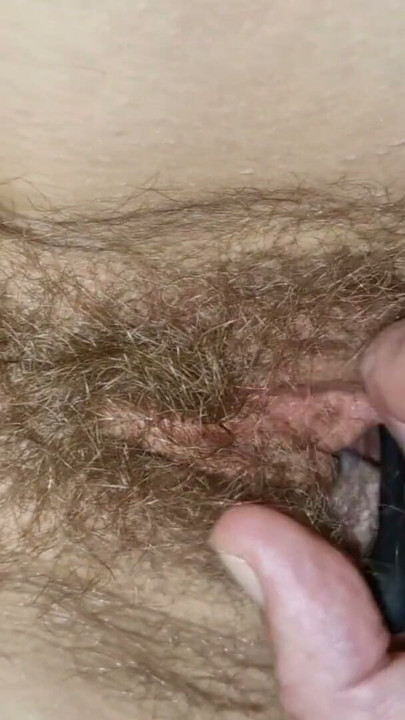 Vibrator and his fingers fuck  my wet hairy cunt | Clip 1