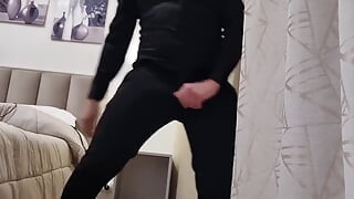 Close-up Wet Cock with Leakage - Elegant - Black Dress - Very Sexy Boy