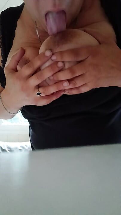 Tits themselves lick and caught