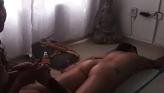 I massage my hot friend's body and she.