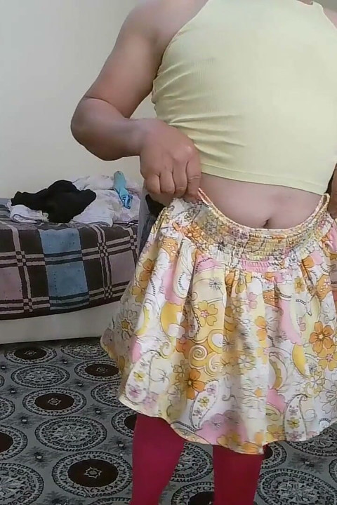Beyza Crossdresser Wears Shorts Mini Skirt