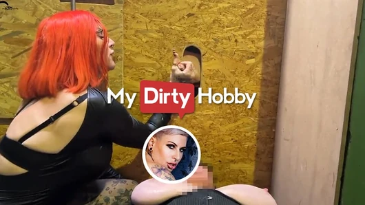 MyDirtyHobby - Busty redhead jerking hard cocks in gloryhole